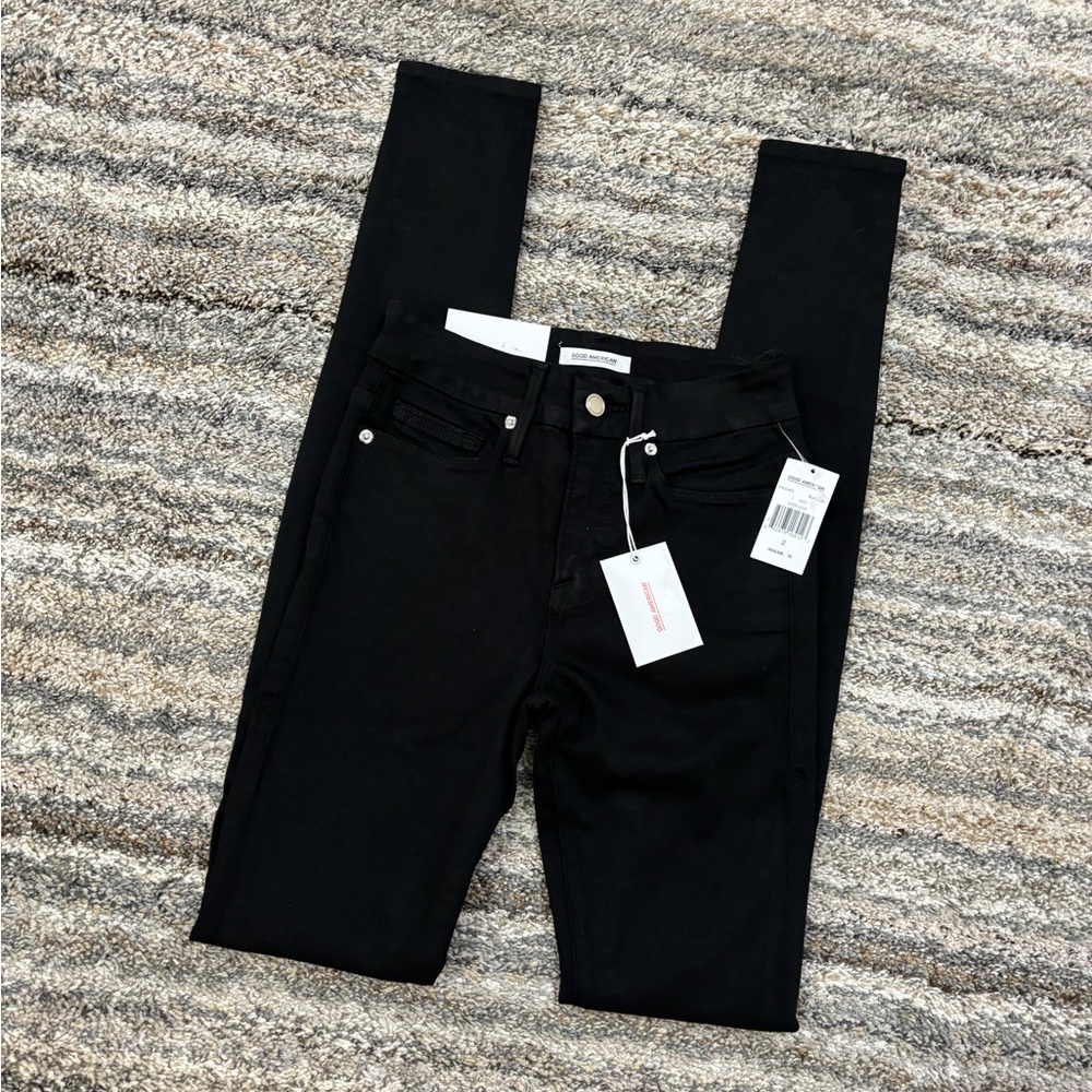 Good American Black High Rise Skinny Jeans Sz 2/26 NWT | Good American Good Legs - Picture 5 of 16